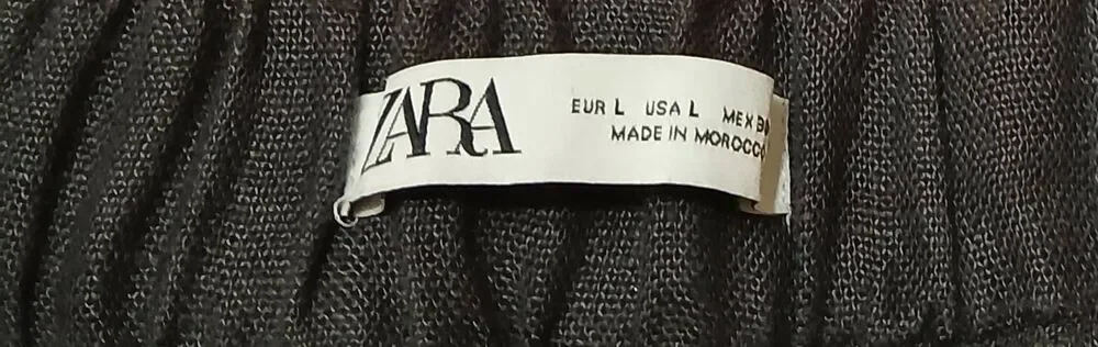 Zara womens large wide leg 100% linen gray pants charcoal gauzy elastic waist